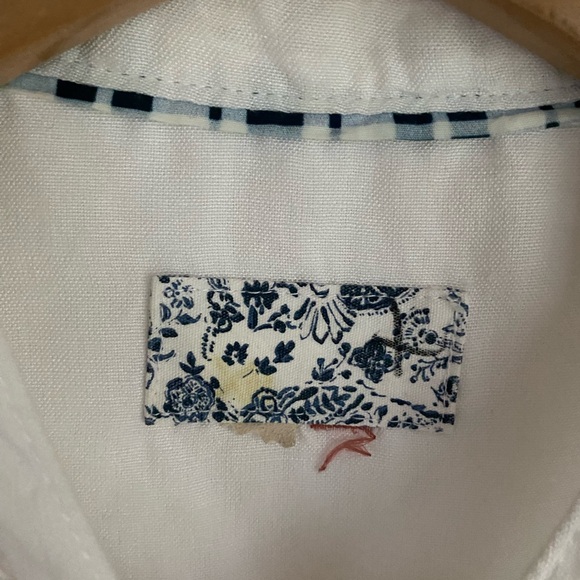 Pilcro Ruffled Button Down Top Shirt Women’s White Linen Blend Romantic - Picture 4 of 4